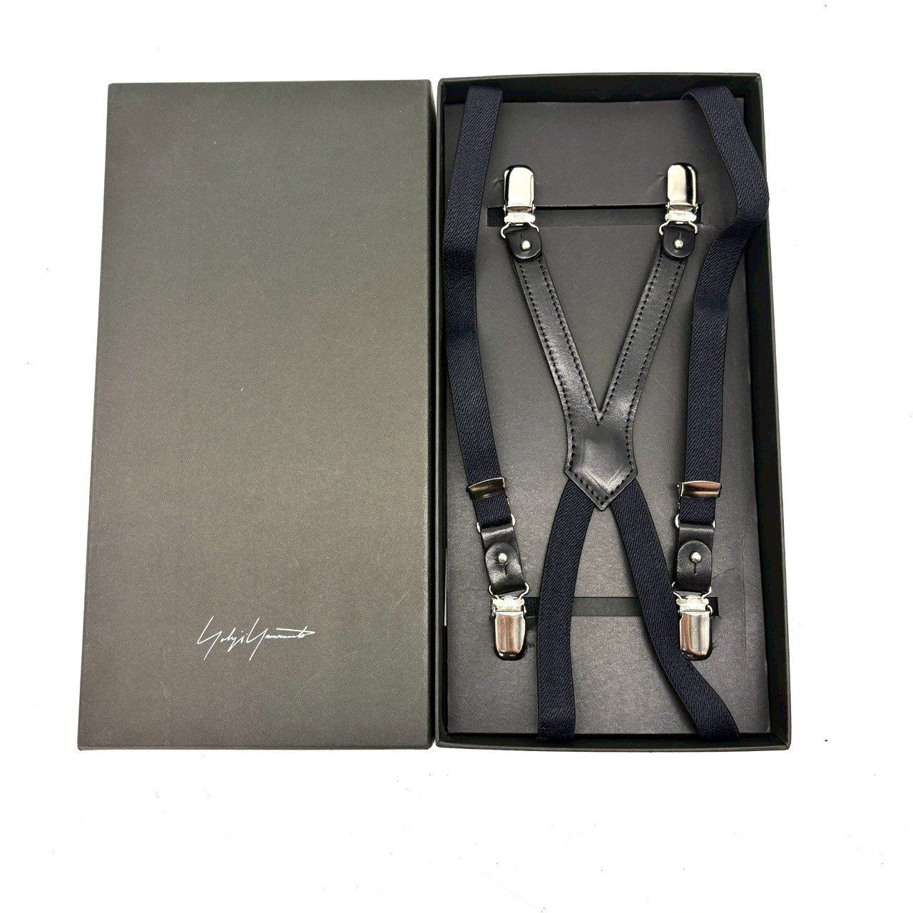 黒で魅せる緊張感】 Yohji Yamamoto サスペンダー ベルト レザー切替