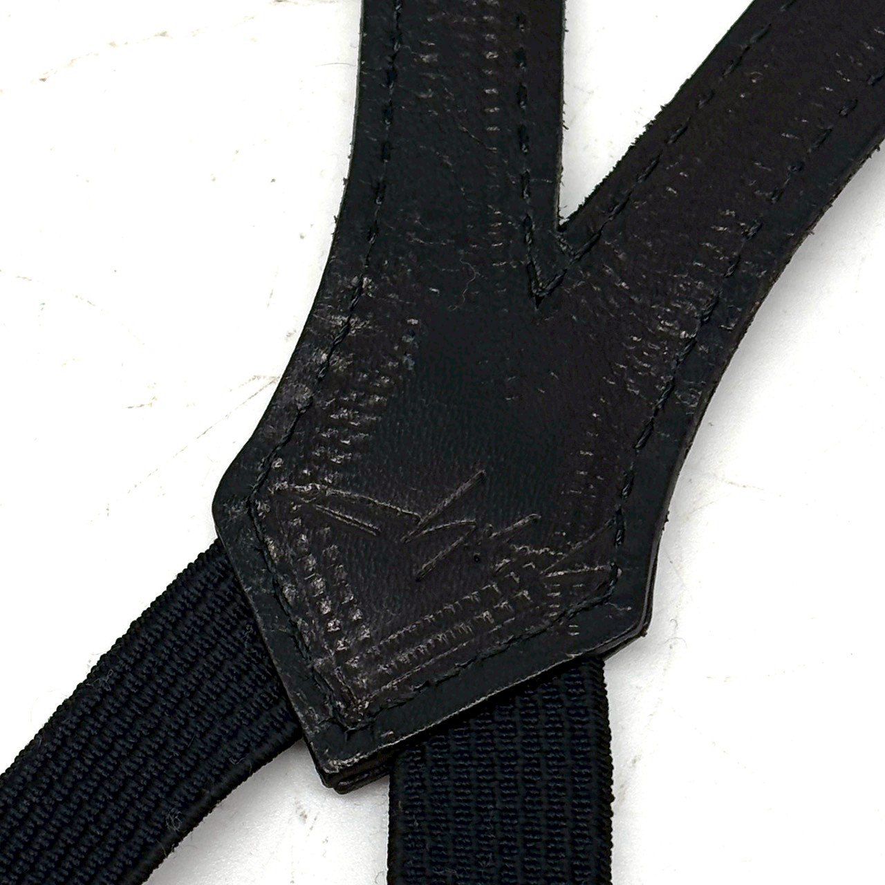 黒で魅せる緊張感】 Yohji Yamamoto サスペンダー ベルト レザー切替