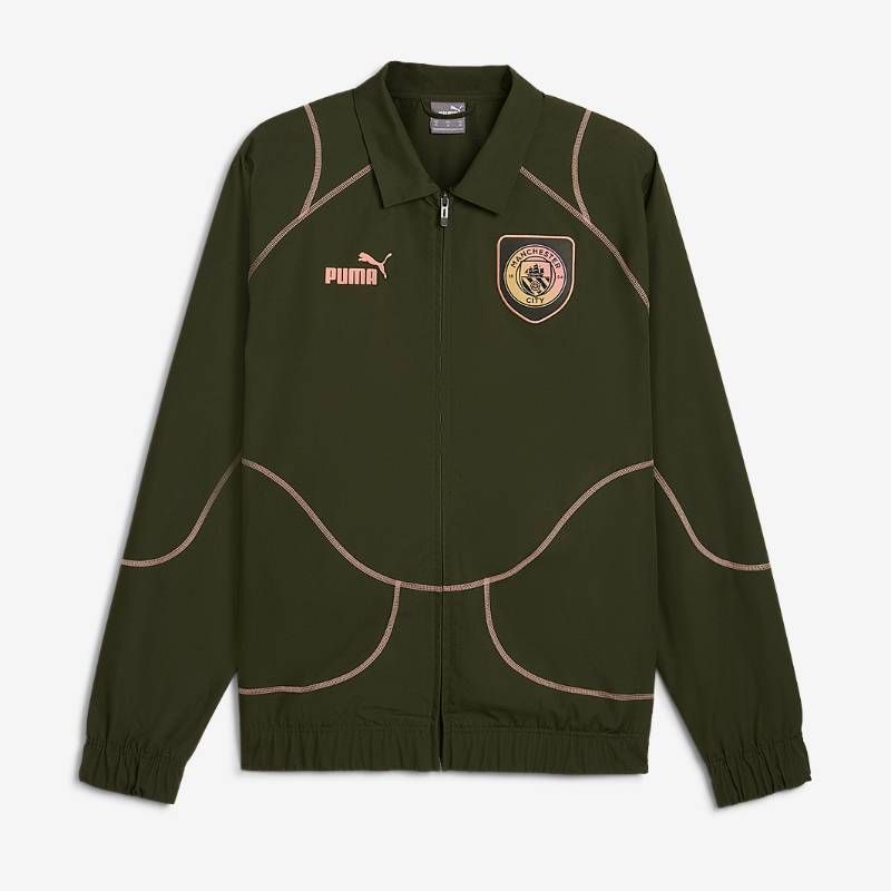 【送料無料・匿名配送】PUMA プーマ マンチェスター・シティ 24/25 ftblStatement トラックジャケット トレーニングウェア 練習着 ジャージ 長袖 ジャケット 緑（マートル）桃（ポピーピンク）新品 正規品 並行輸入 日本未発売