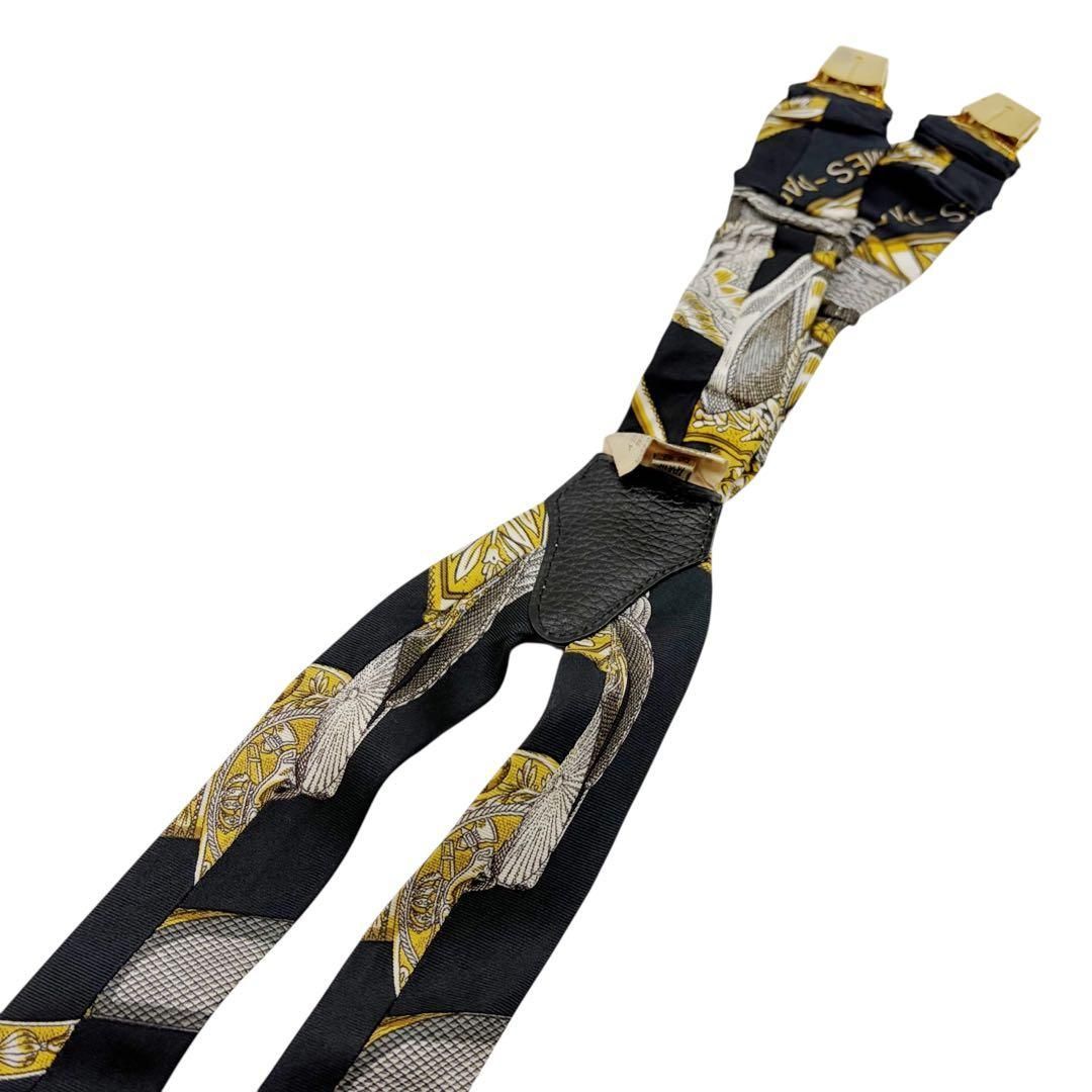 ⭐️美品⭐️ エルメス シルク サスペンダー ブルー × ゴールド - メルカリ