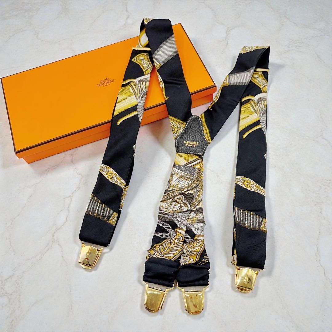 ⭐️美品⭐️ エルメス シルク サスペンダー ブルー × ゴールド ⭐️美品⭐️ エルメス シルク サスペンダー ブルー × ゴールド - メルカリ