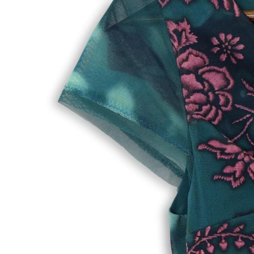 Vivienne Tam 紫色 花刺繍 半袖 ひざ丈ツーピース 希少VIVIENNE TAM