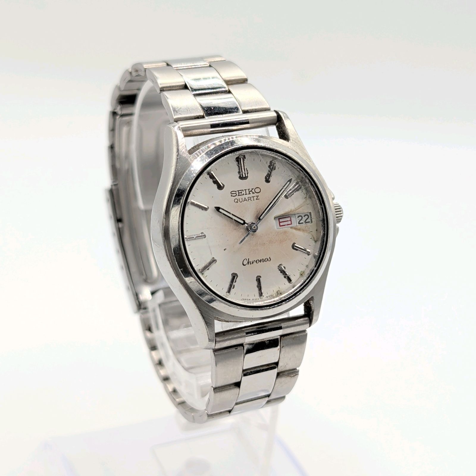 SEIKO Chronos 8123-6310 Watch Quartz Men's Round Silver White Dial