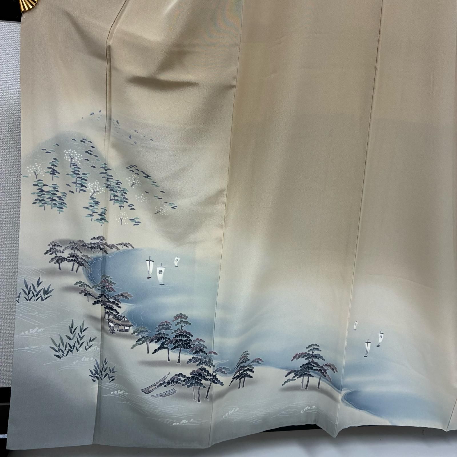 付け下げ 正絹 一つ紋 作家物 美しい染め 上品な色味 袷 着物 MK-4070