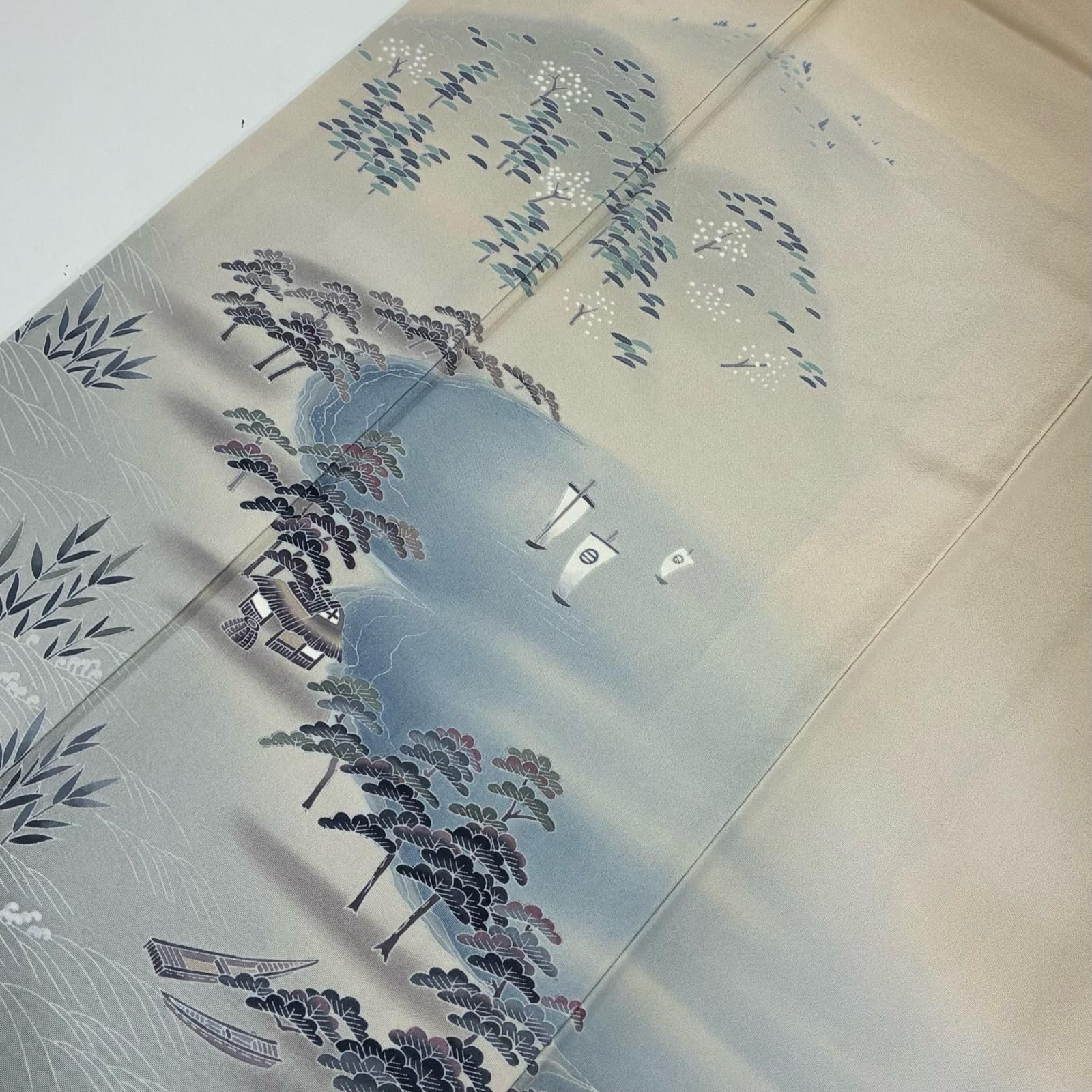 付け下げ 正絹 一つ紋 作家物 美しい染め 上品な色味 袷 着物 MK-4070