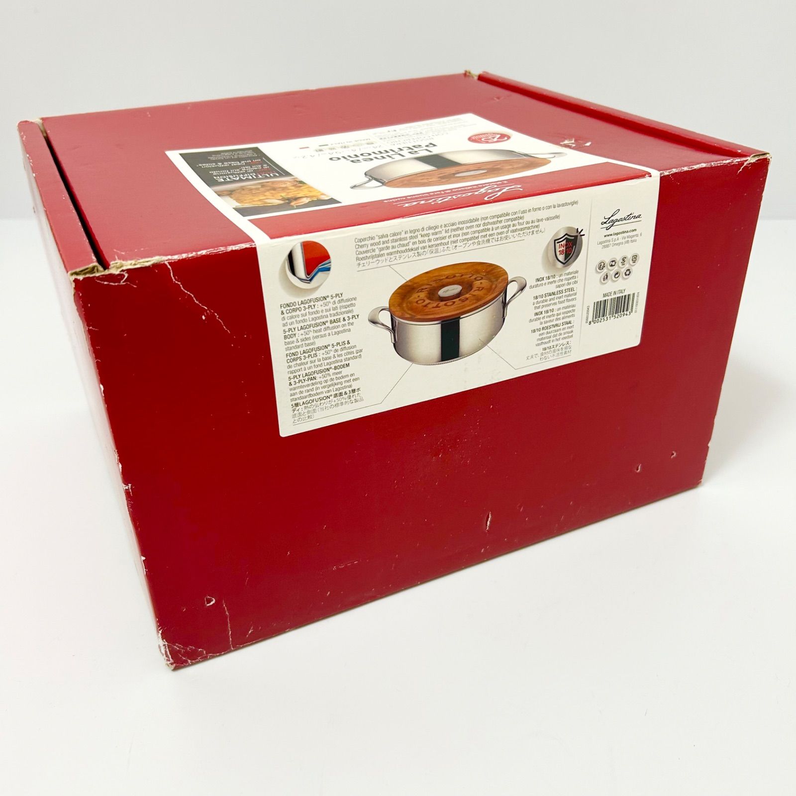 未使用 Lagostina ラゴスティーナ リゾット鍋 24cm 木目フタ 両手鍋