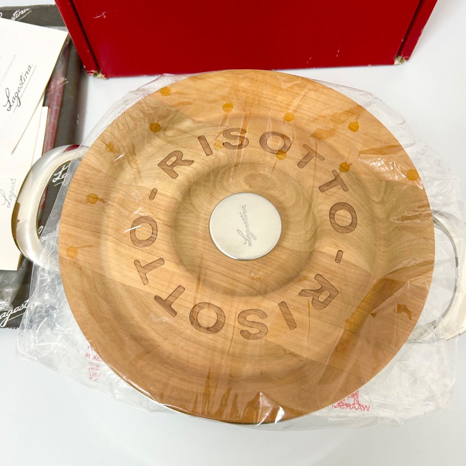 未使用 Lagostina ラゴスティーナ リゾット鍋 24cm 木目フタ 両手鍋