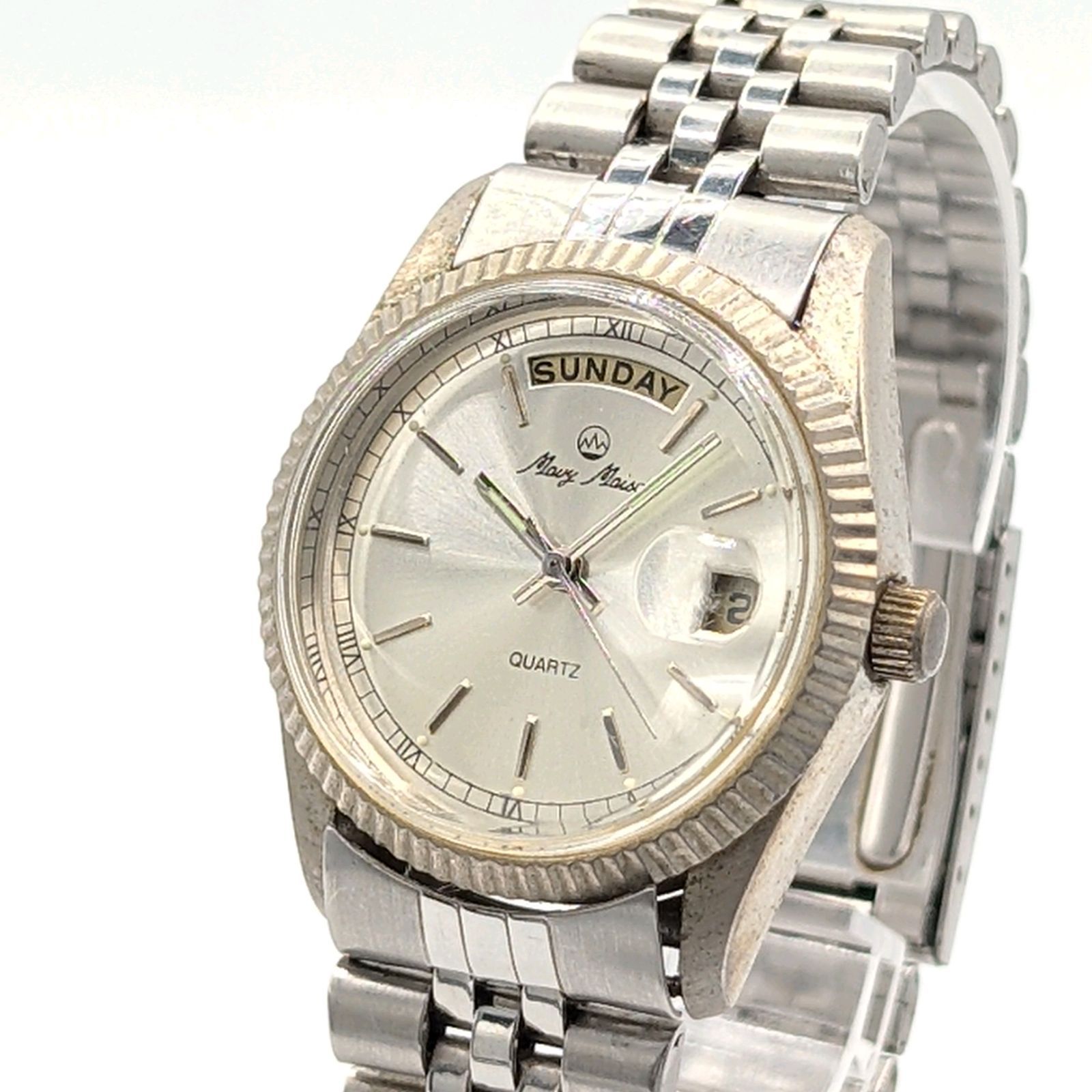 RICOH Dinamic Wide R1170 Watch Quartz Men's Silver Day-Date Y2K