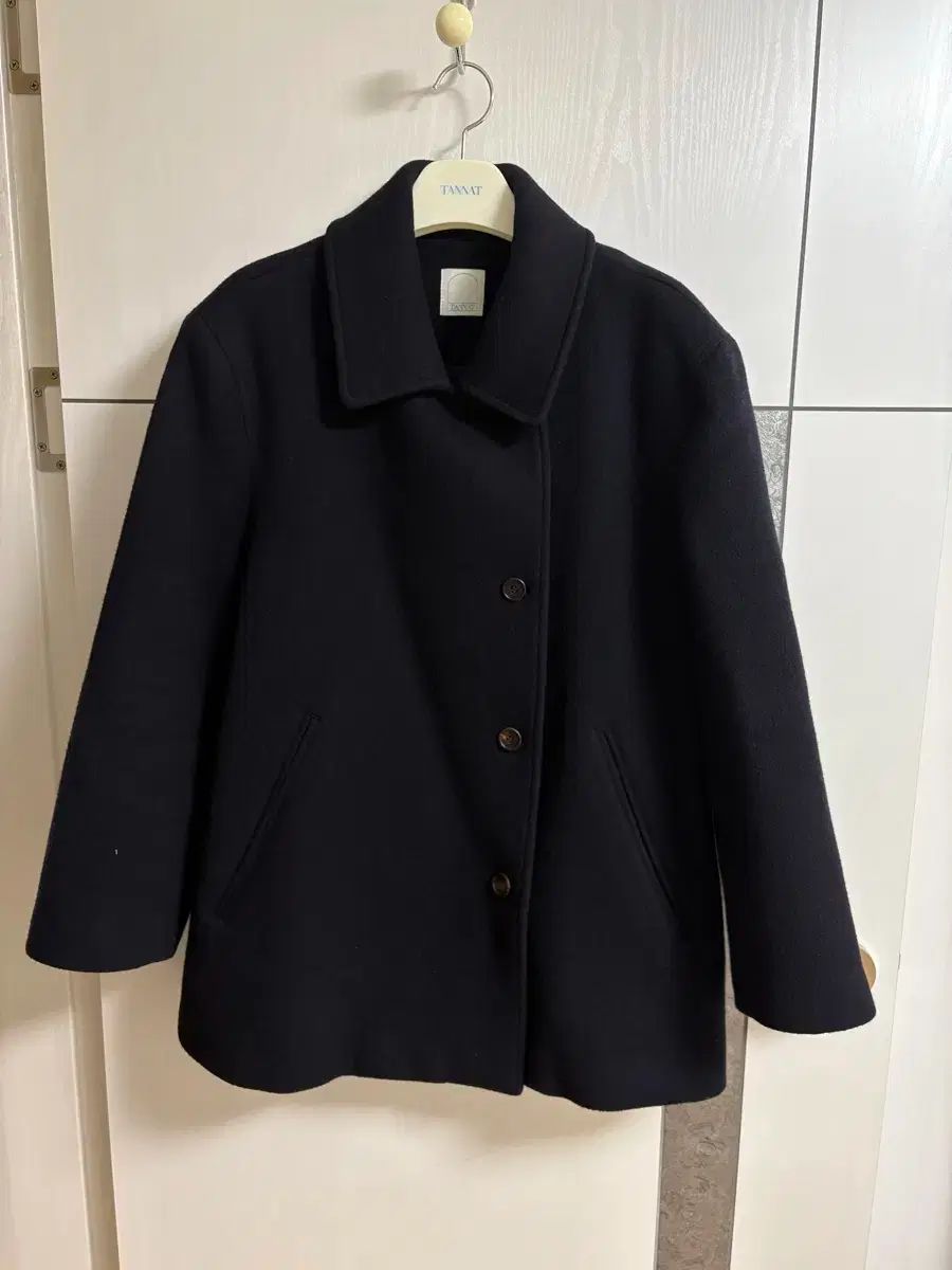 TANNAT ストレート ハーフ コート ネイビー - メルカリ
