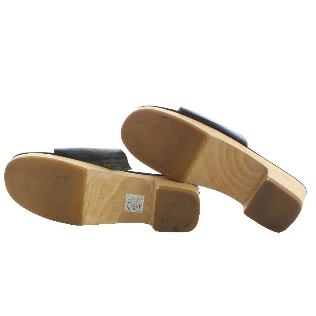 エルメス HERMES ケブラール Quebrar サンダル レザー ウッドソール 38