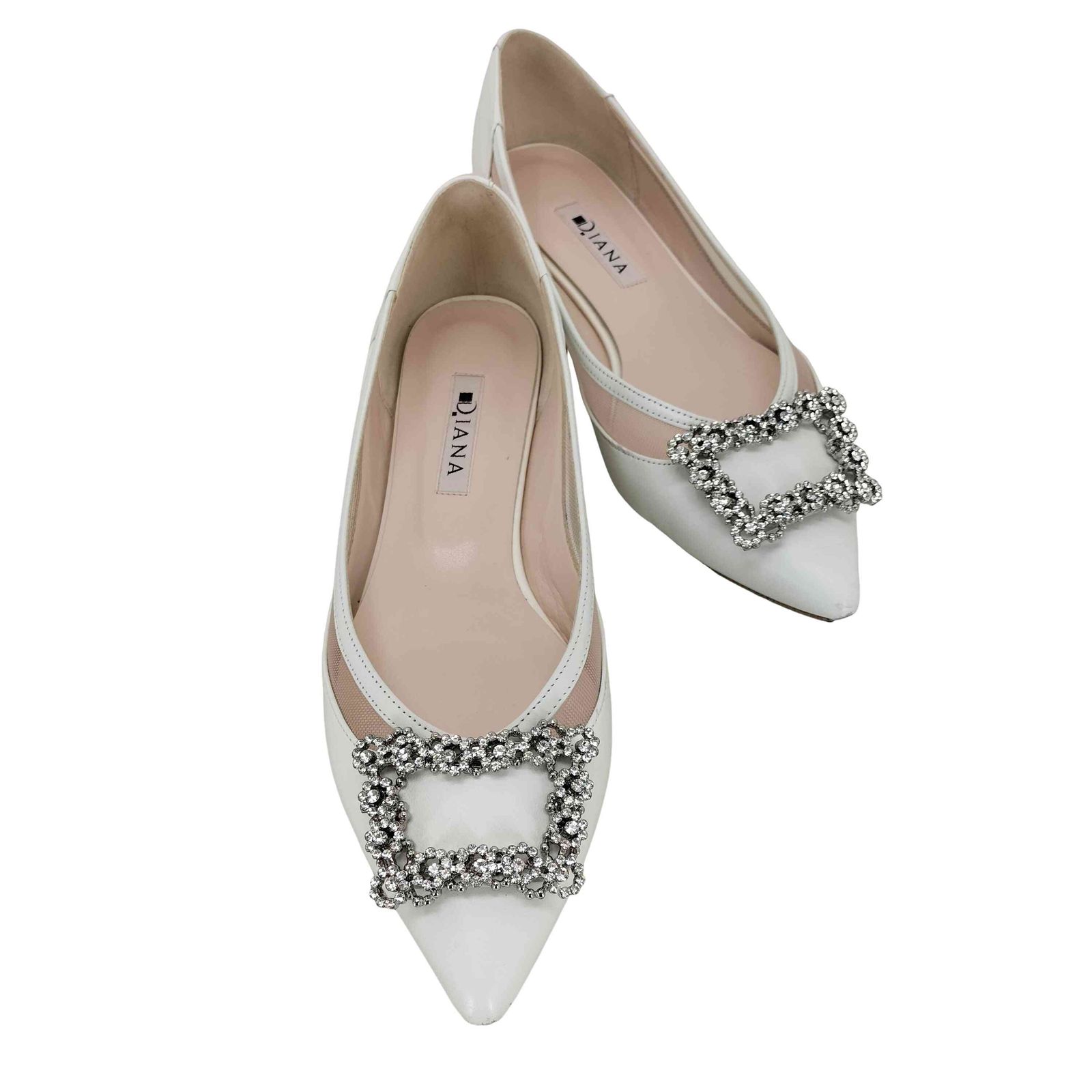 ダイアナ DIANA ビジューバックル付きフラットパンプス レディース JPN