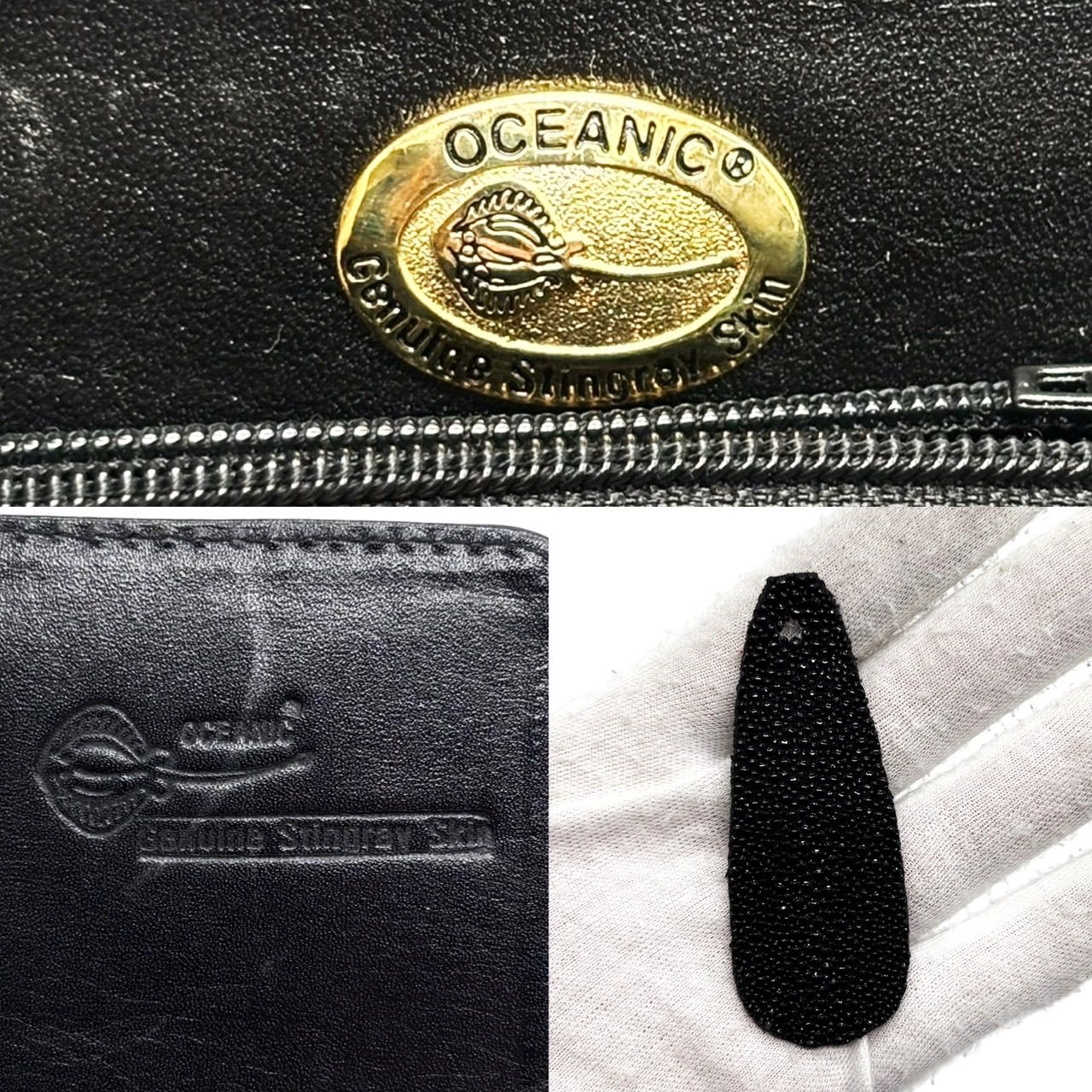 良品】OCEANIC エイ革 クラッチバッグ セカンドバッグ ブラック 黒色