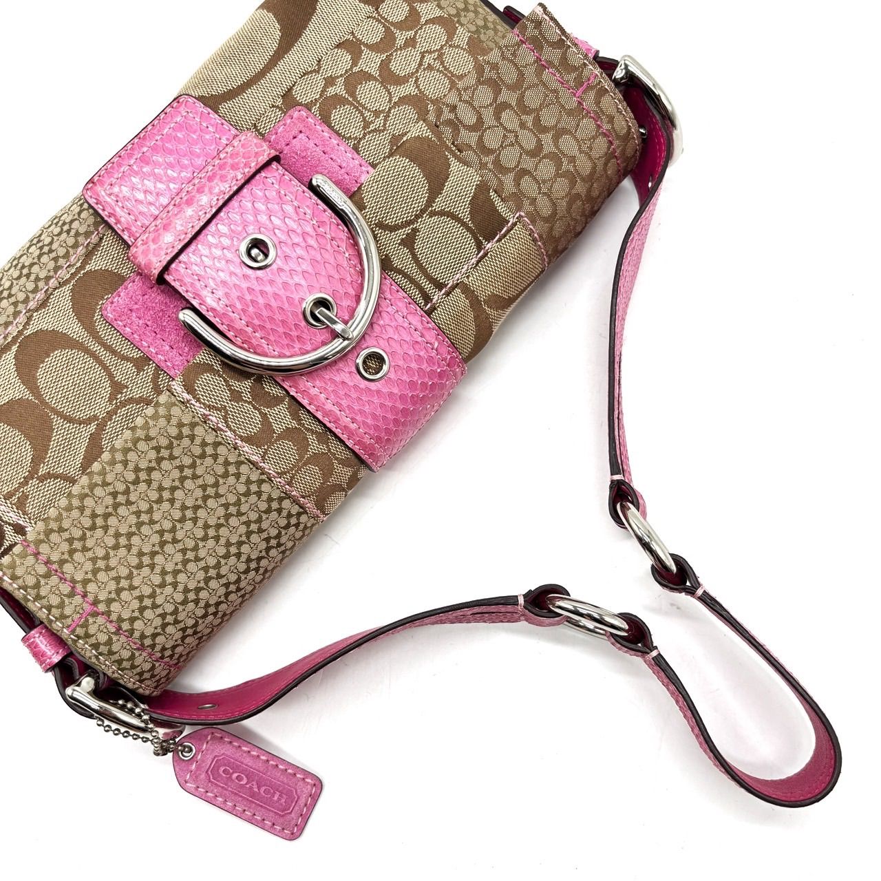 Coach y2k LegacyワンショルダーPinkDoubleTurnloc Coach Coral コーチ 