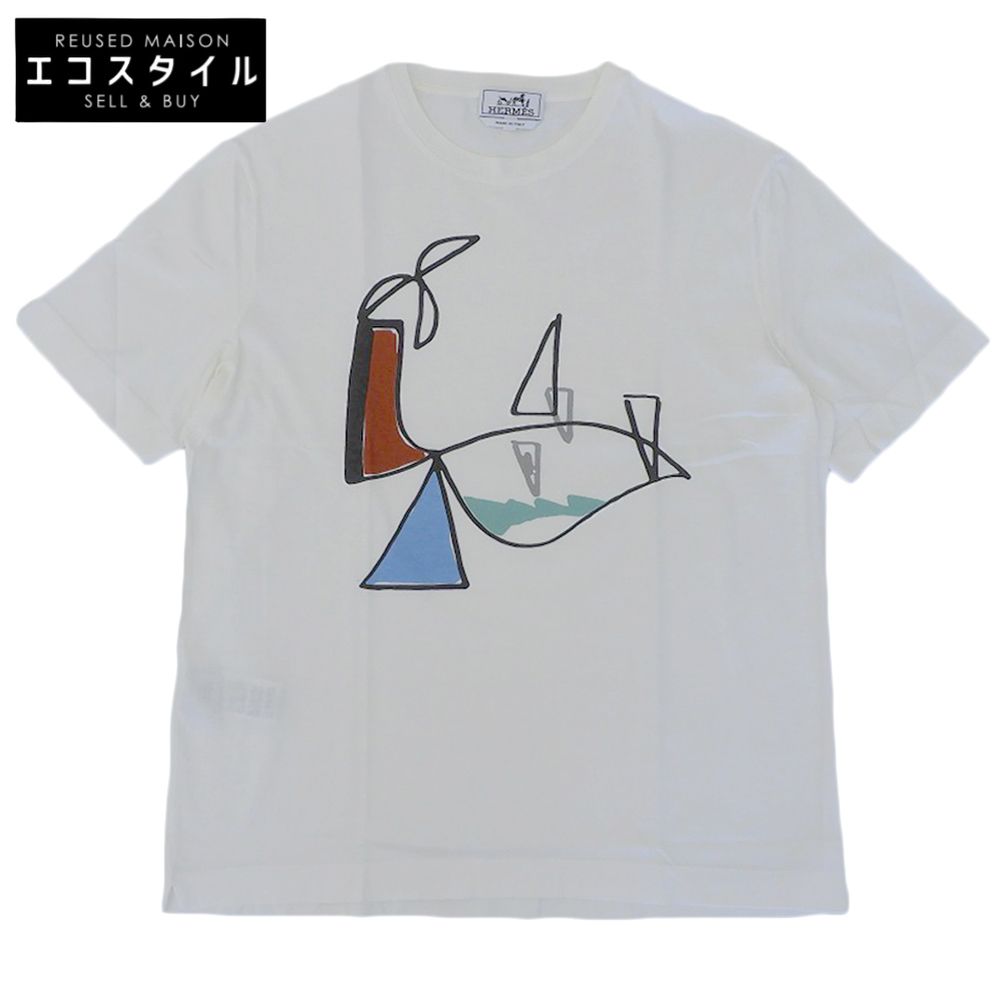 HERMES エルメス コットン Tシャツ トップス メンズ ホワイト S S