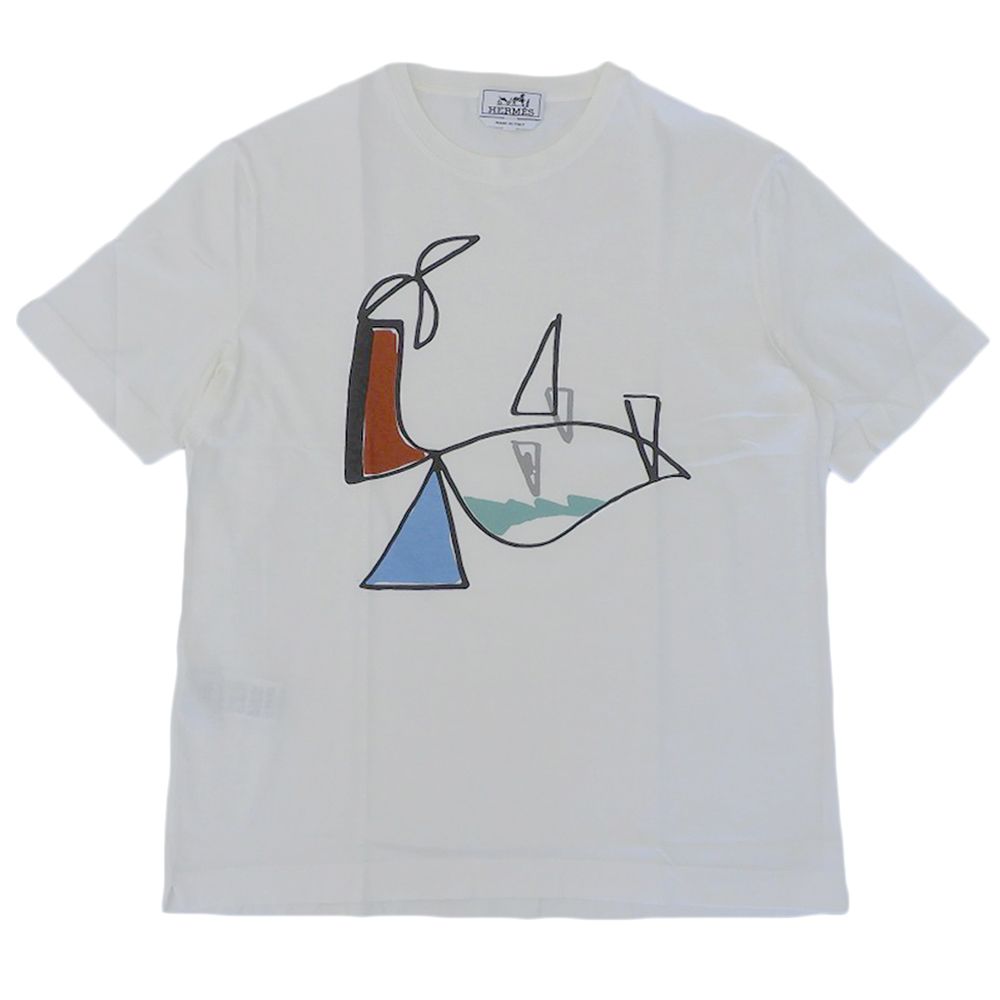 HERMES エルメス コットン Tシャツ トップス メンズ ホワイト S S