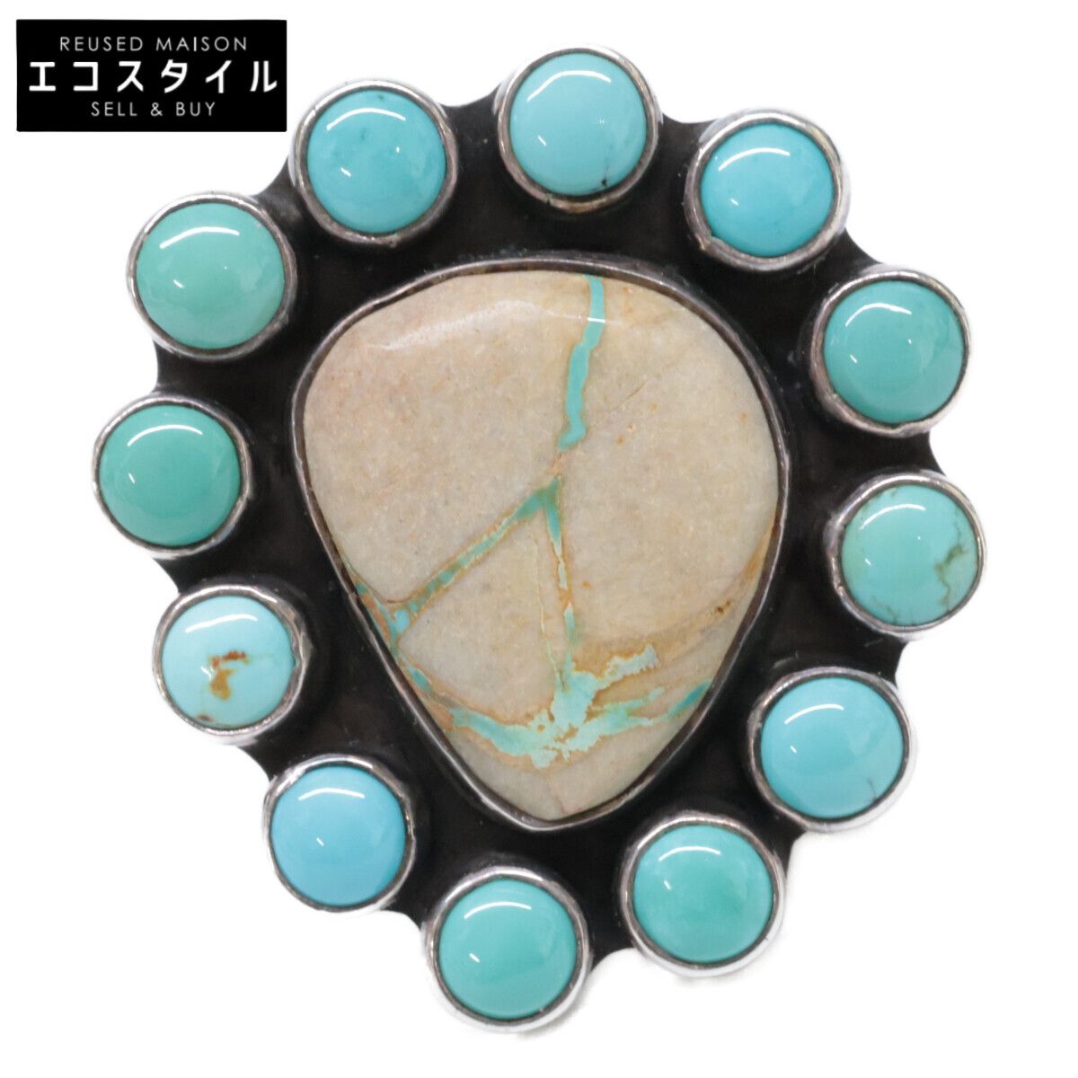 Harpo ハルポ 【美品】2711700730 Sterling ターコイズ フラワー 14号