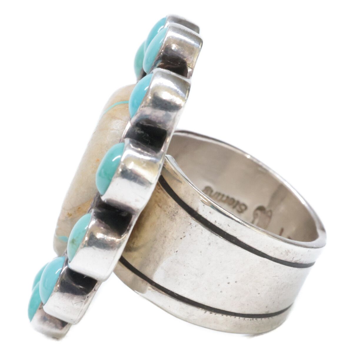 Harpo ハルポ 【美品】2711700730 Sterling ターコイズ フラワー 14号