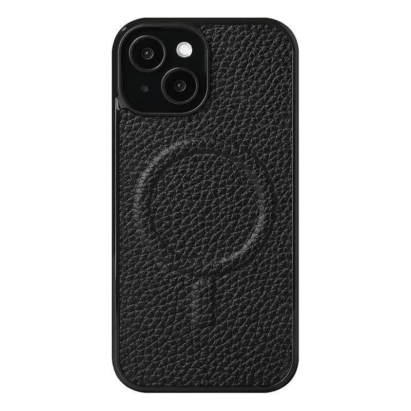 【新品】 シュリンクレザー 本革 スマホケース iPhone SE3 SE2 8 7 互換性 MagSafe 対応ケース グリップ 落下防止 滑りにくい (ブラック)