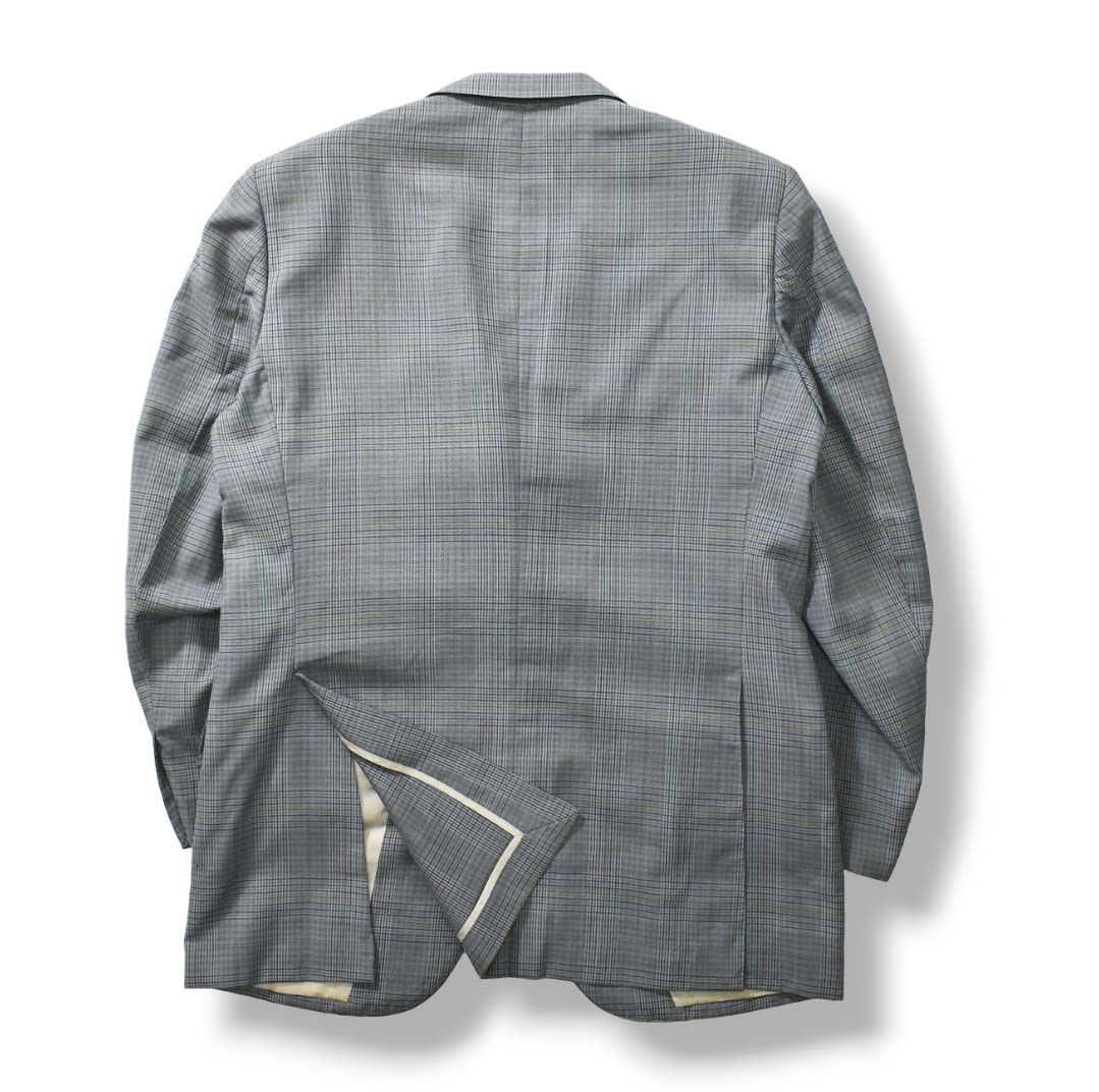 80s90s アクアスキュータム テーラードジャケット チェック柄ブルー