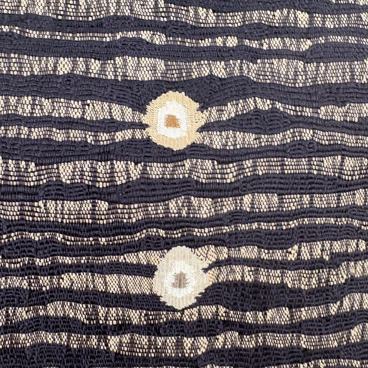 美品】 名古屋帯 秀品 八寸名古屋帯 松葉仕立て 幾何学模様 灰紫 正絹