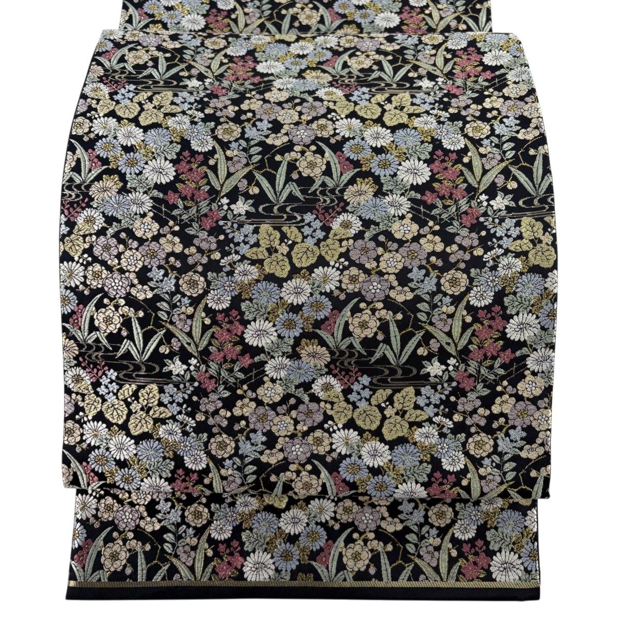 袋帯 秀品 草花 流水 箔 金糸 黒 六通 正絹 【中古】 - メルカリ