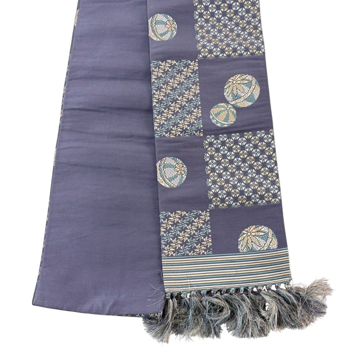 美品】半幅帯 秀品 博多織 証紙有 市松 鞠 灰紫 正絹 【中古】 - メルカリ