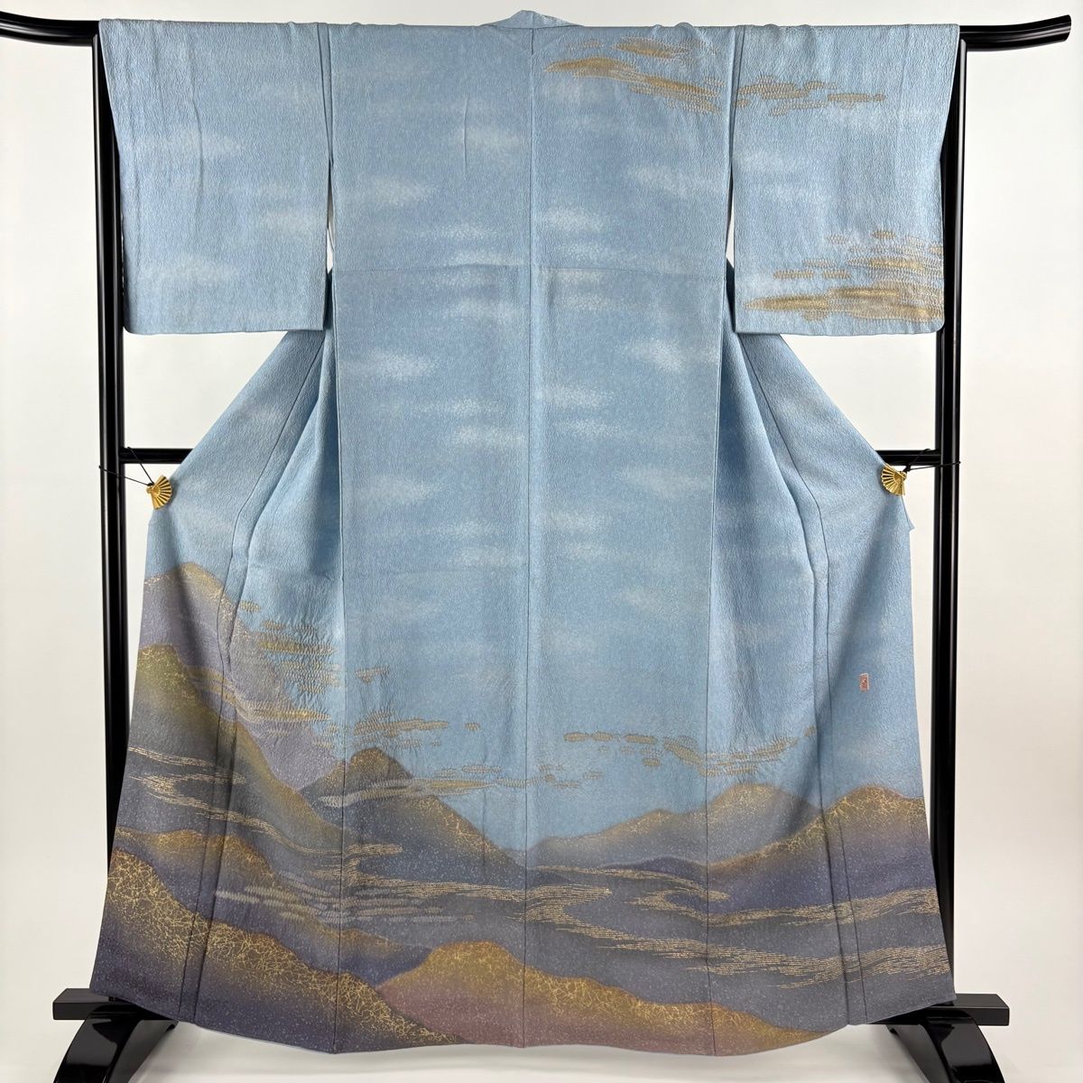 美品】 訪問着 身丈162cm 裄丈66.5cm M 袷 翠山工房 落款 霞 山並み
