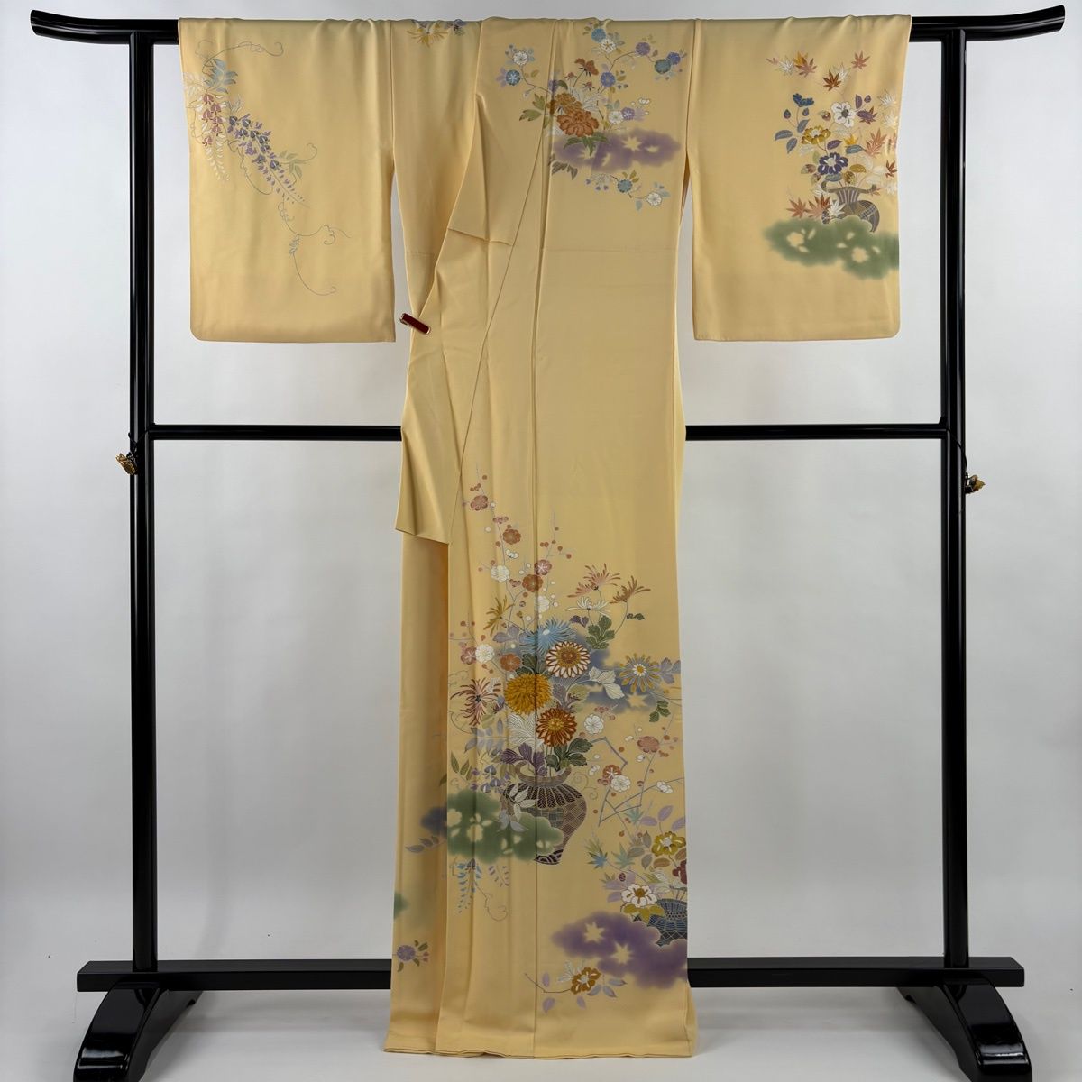 訪問着 身丈165.5cm 裄丈66cm M 袷 千總 落款 雲文 花籠 金糸 金彩 薄