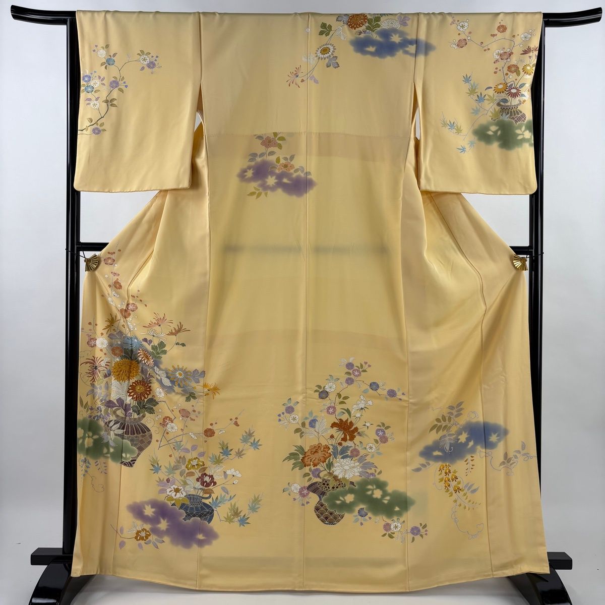 訪問着 身丈165.5cm 裄丈66cm M 袷 千總 落款 雲文 花籠 金糸 金彩 薄