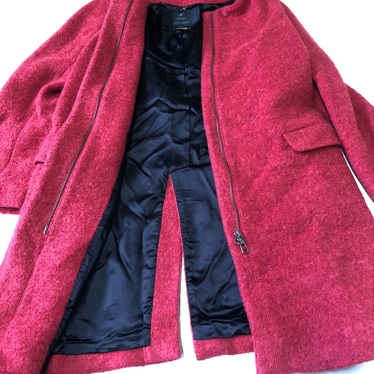 値下げ交渉歓迎] 】 INED イネド イタリア生地 アルパカ混 ノーカラー