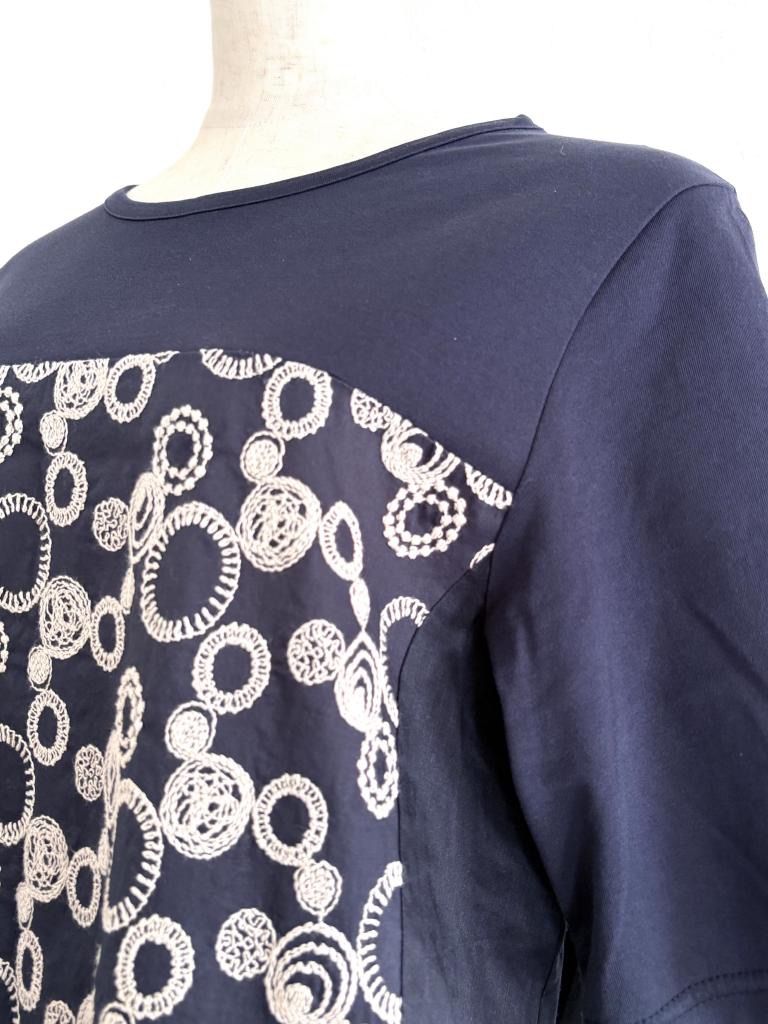 CRESCENT クレッシェント 刺繍ドット柄ワンピース 日本製 Mサイズ