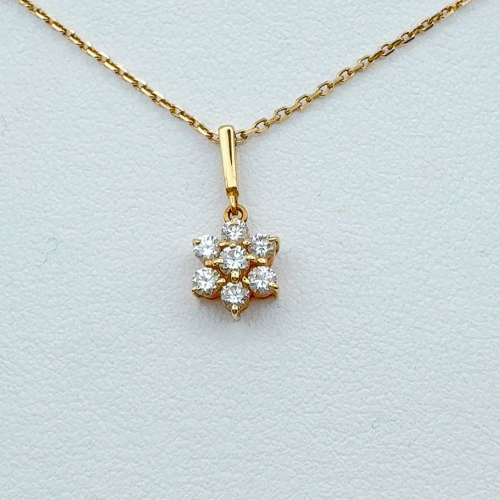 MIKIMOTOミキモト フラワーモチーフネックレスk18 D0.35ct - メルカリ