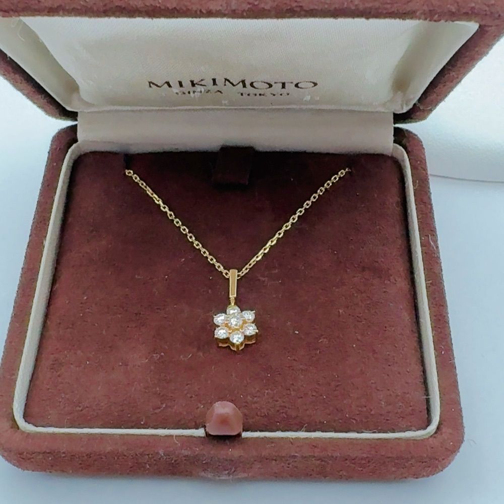 MIKIMOTOミキモト フラワーモチーフネックレスk18 D0.35ct - メルカリ