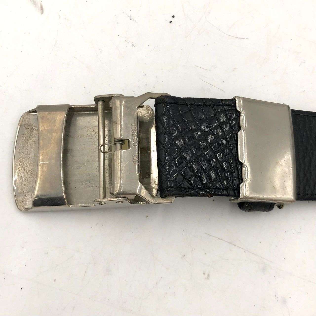 バレンシアガ BALENCIAGA ベルト クロコダイル型押し レザー ブラック