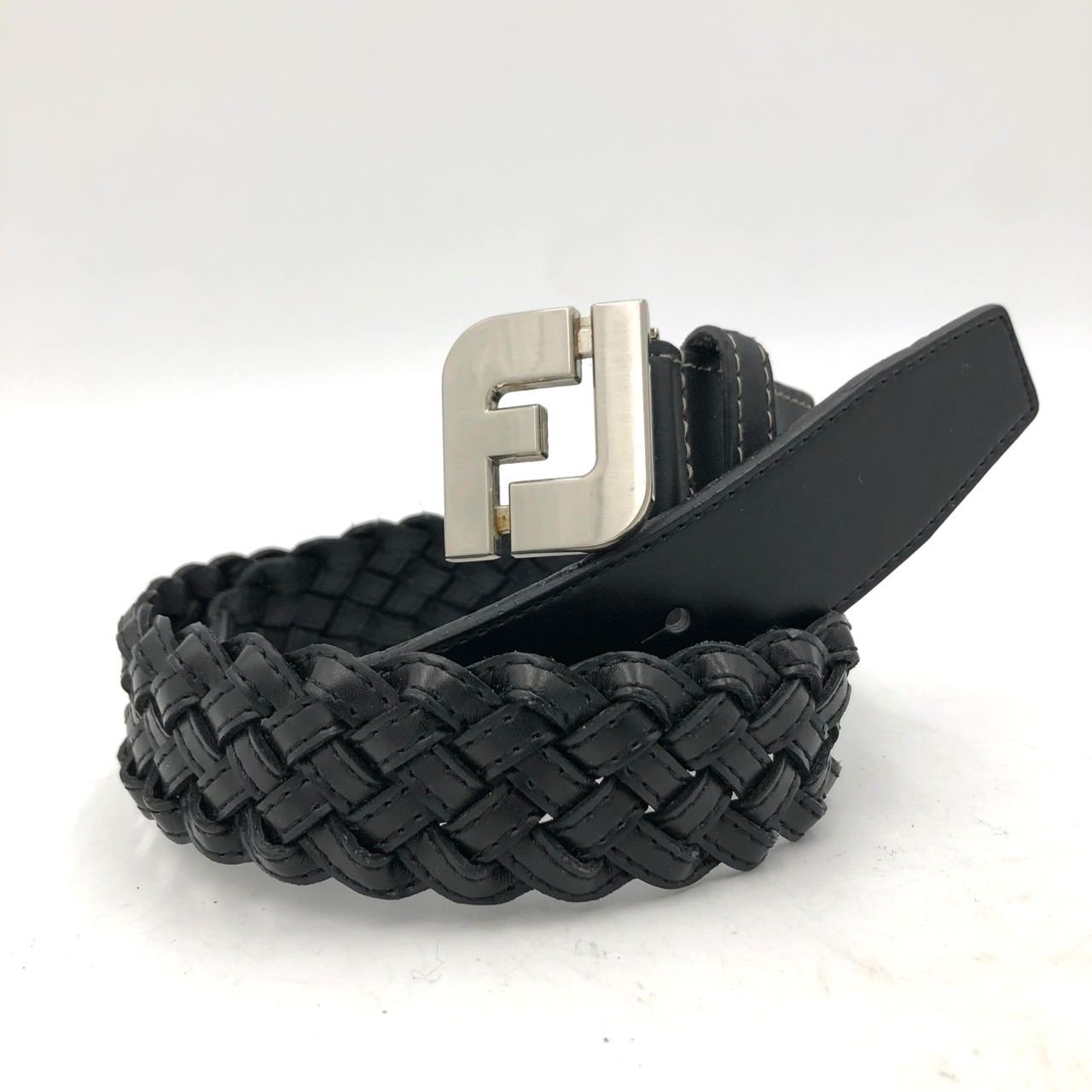 フットジョイ FootJoy ベルト メッシュ 編み込み レザー ブラック 黒