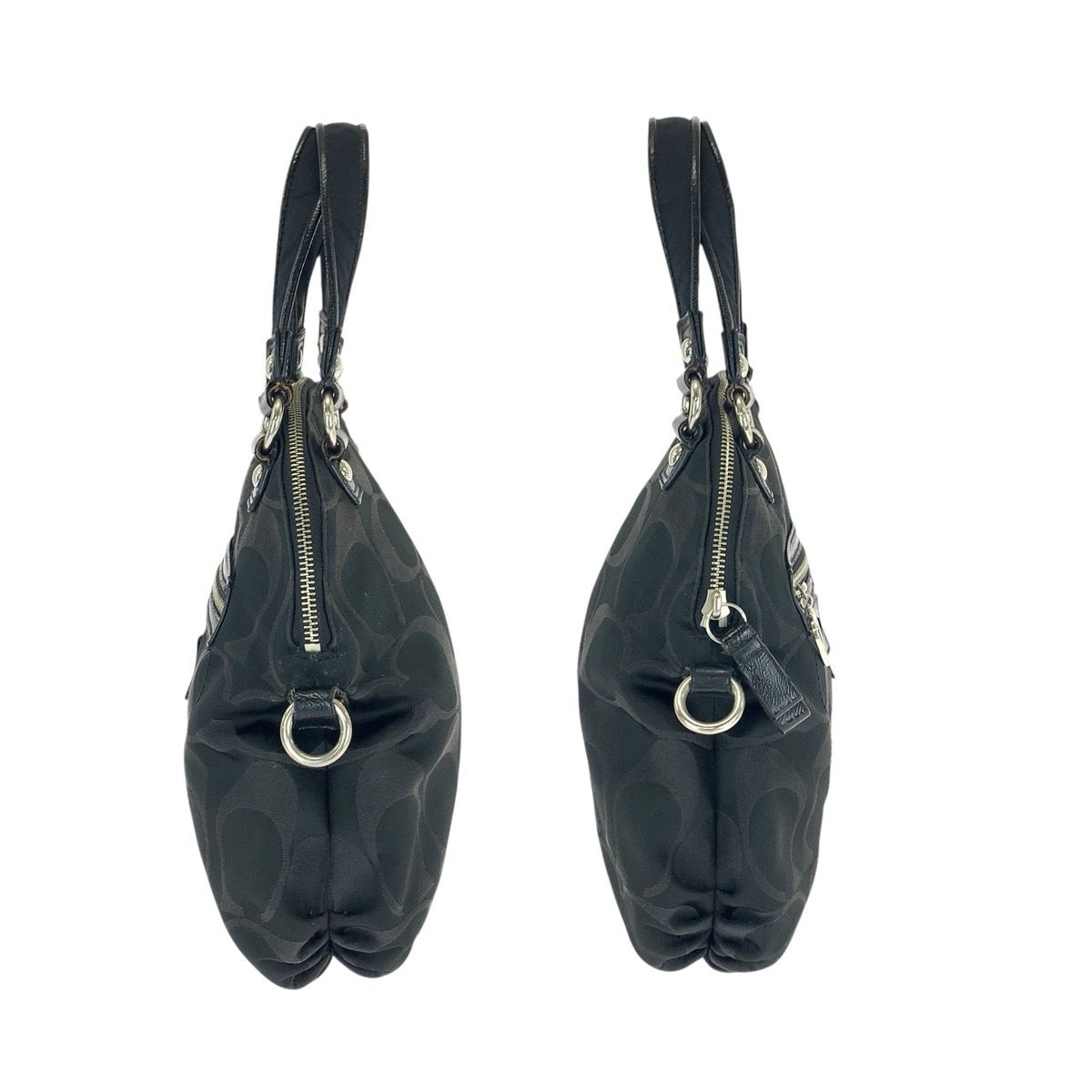 COACH コーチ ポピー シグネチャー ブラック 黒 シルバー金具