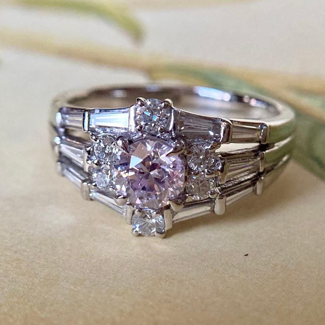 pt900 天然ピンクダイヤモンド0.624ct ダイヤモンド0.83ct 指輪 - メルカリ