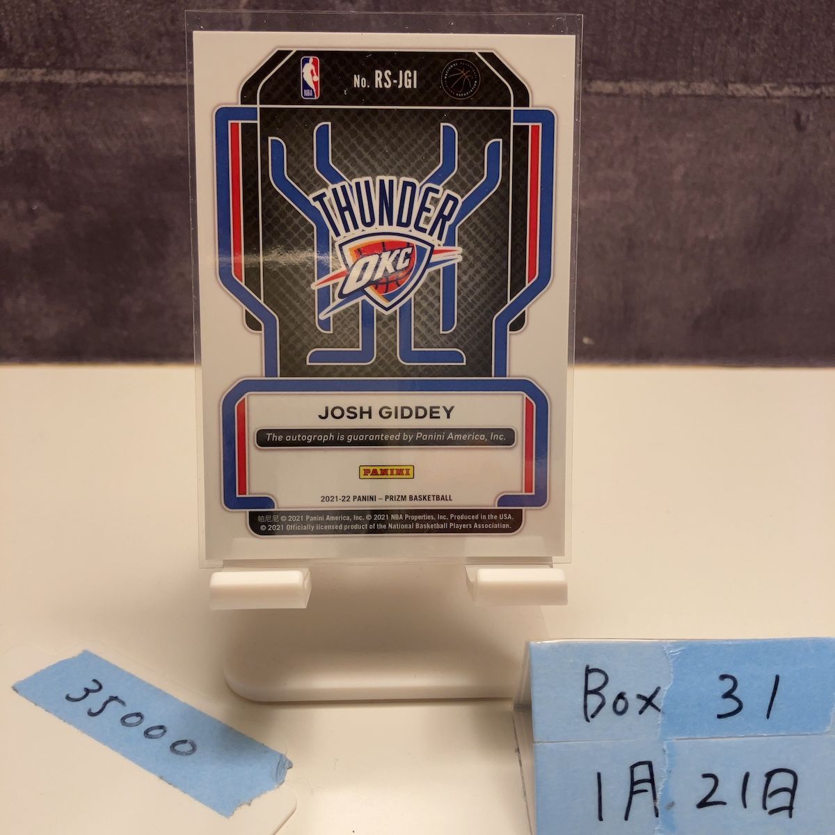 2021-22 Panini Josh Giddey 直筆サインカード Oklahoma City Thunder