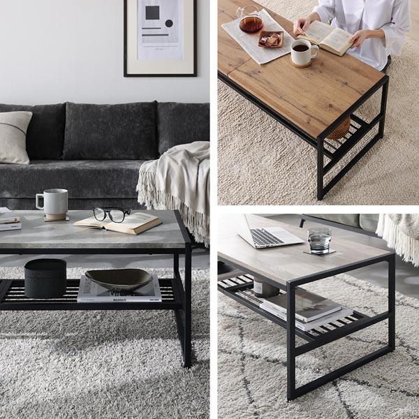 ローテーブル 単品 幅105cm ヴィンテージ 収納棚 アジャスター付