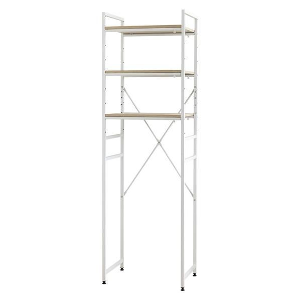 冷蔵庫ラック キッチンラック 幅55～75cm ホワイト 幅調整可 伸縮式 オープンラック キッチン収納 収納家具 隙間収納 組立品