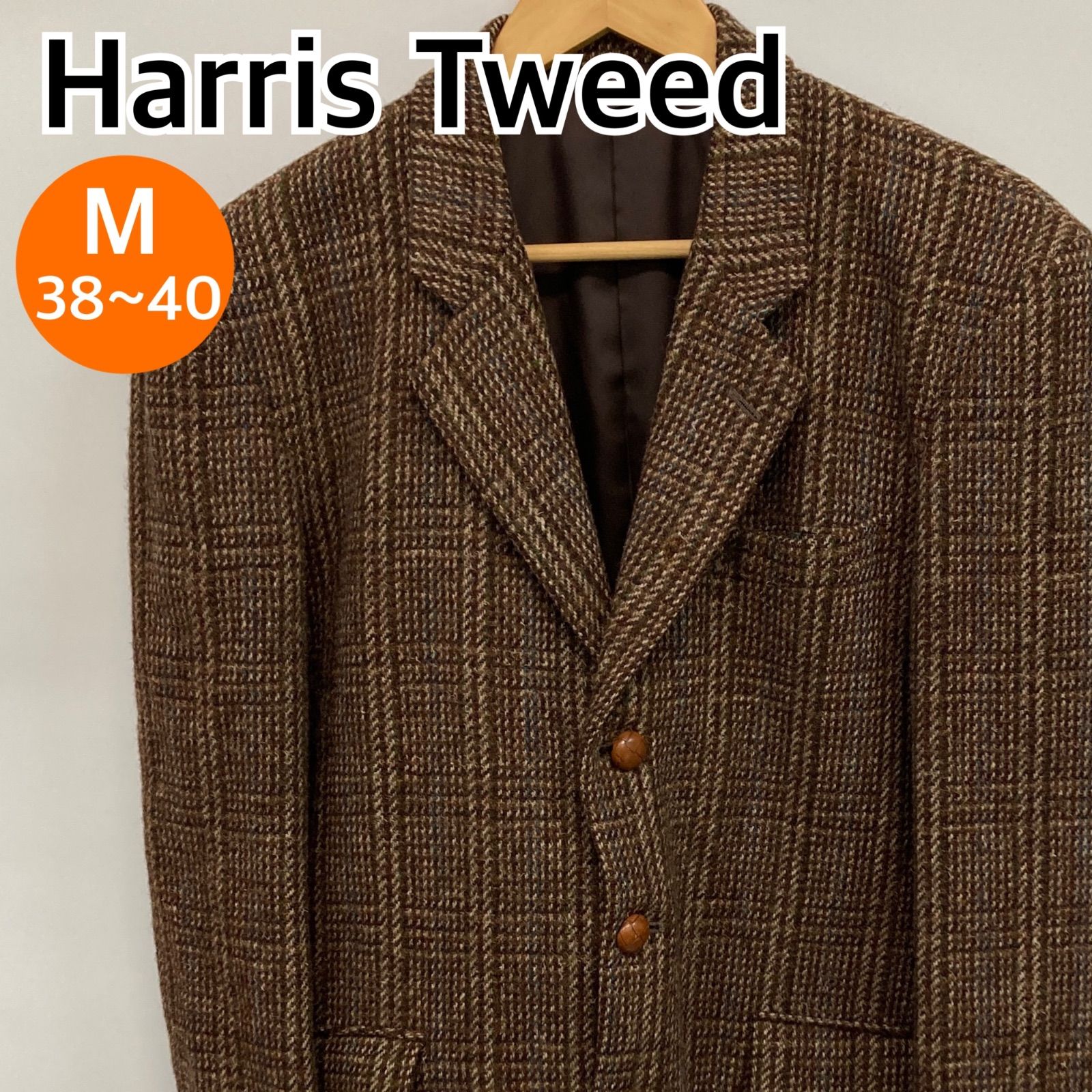 Harris Tweed ブラウン系チェック柄テーラードジャケット Harris Tweed ハリスツイード アウター テーラードジャケット チェック