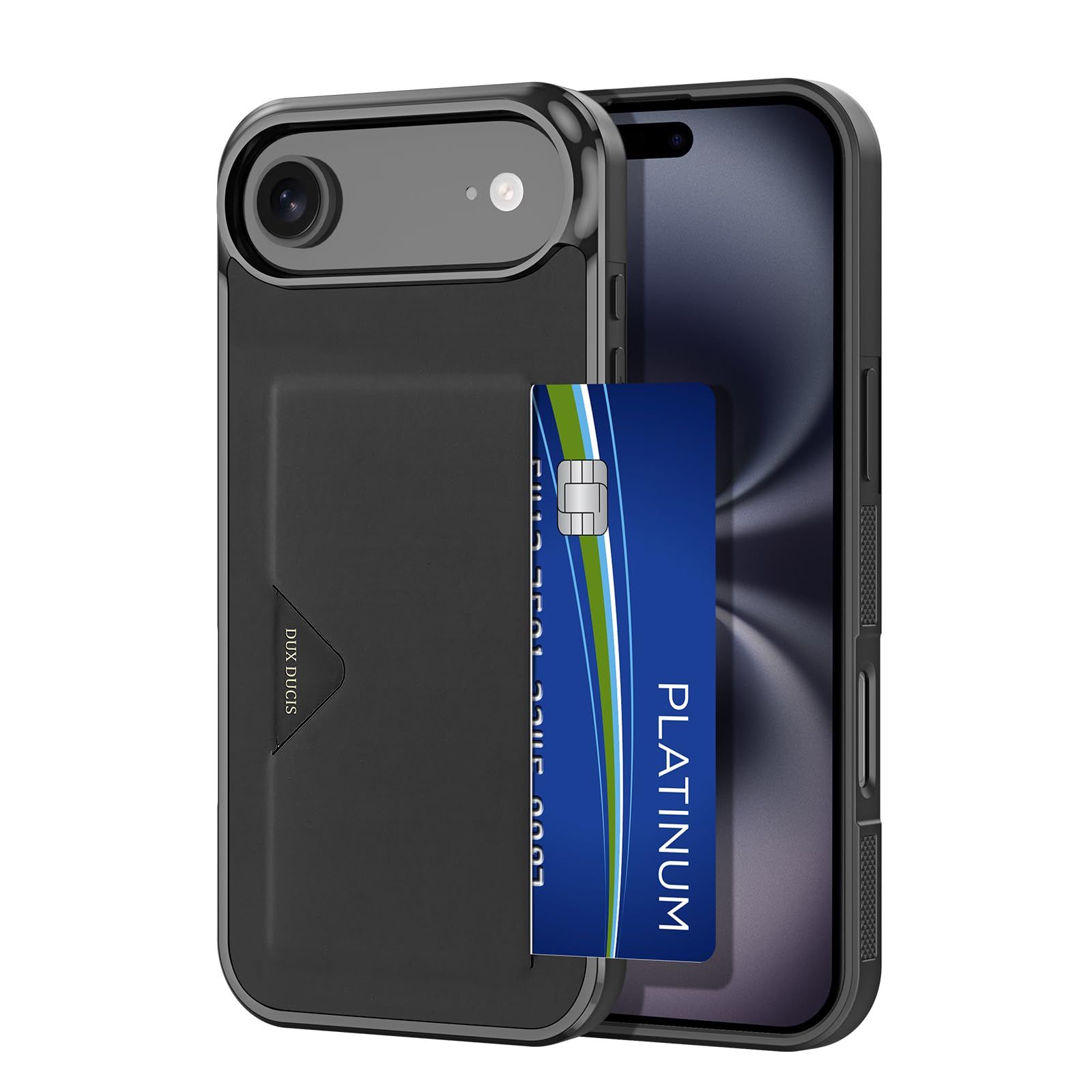 【ミニマリストには高】iPhone 17 Air用の カバー カード収納 上質な手触り アイフォン 17 Air 用の 背面カード収納 カバー 耐衝撃 軽量 薄型 ICカード収納 P-card スマホケースマホカバー 背面カードポケット(iP17 Air 、ブ