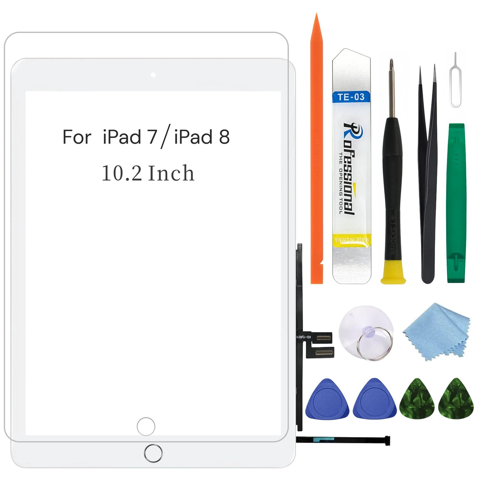 ホワイト タッチパネル交換用 10.2インチ 2019 iPad 第7世代（A2197