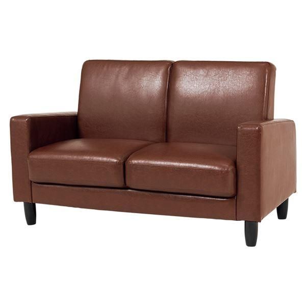 ソファー 約幅120×奥行64×高さ71×座面高38|26cm ブラウン 脚付き 肘付き 合皮 合成皮革 組立品 リビング ダイニング