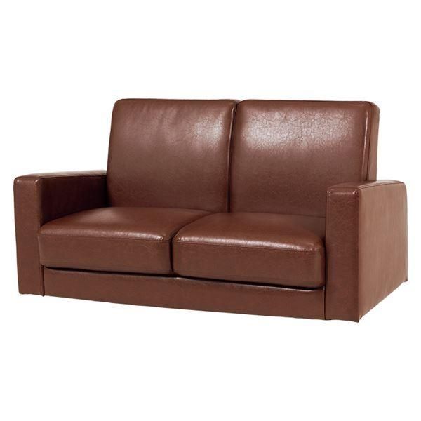  ソファー 約幅120×奥行64×高さ71×座面高38|26cm ブラウン 脚付き 肘付き 合皮 合成皮革 組立品 リビング ダイニング 防水カバー付き 2人掛け 3人掛けソファ ソファ ソファベッド