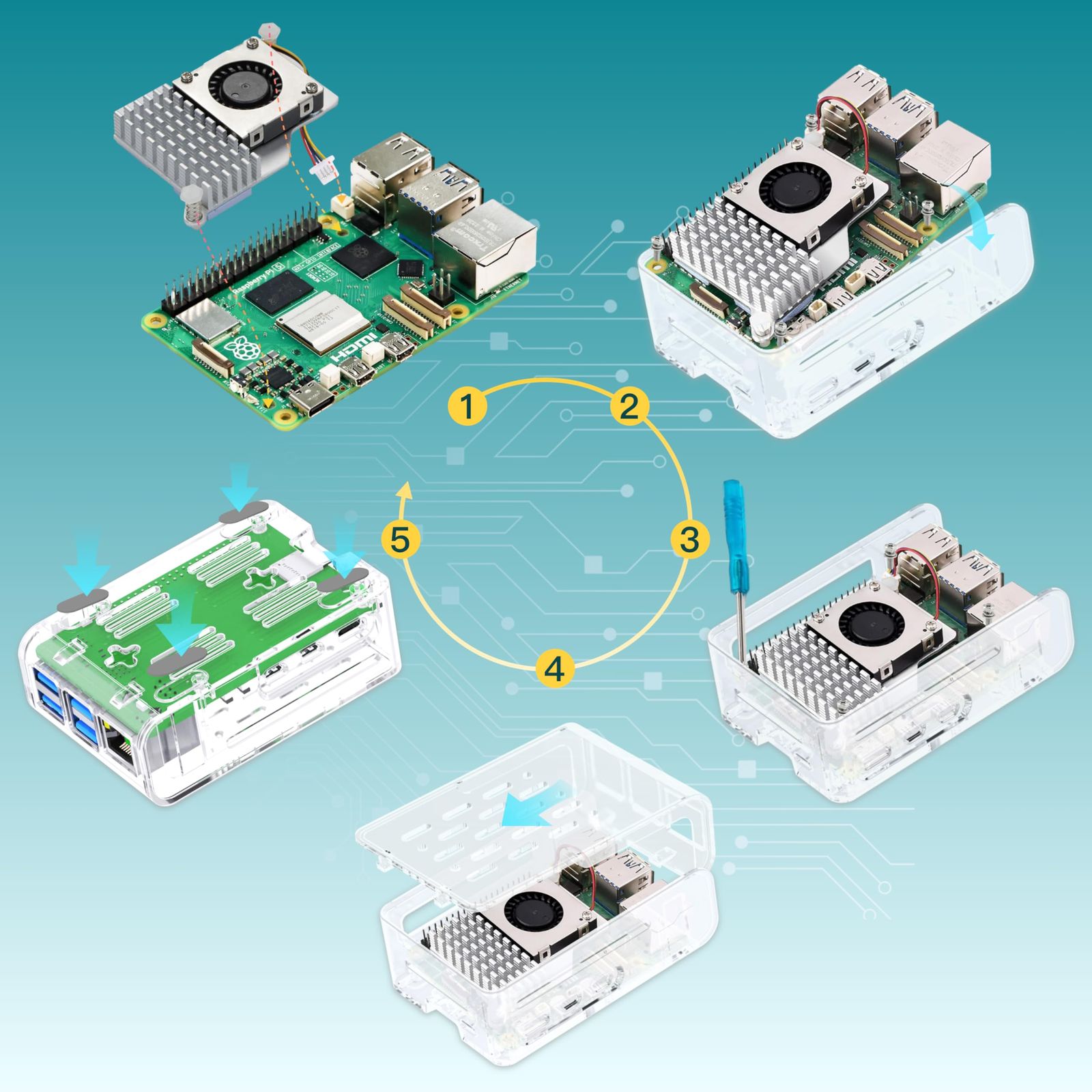 iRasptek Starter Kit For Raspberry Pi 5/ラズベリーパイ5 RAM 2GB