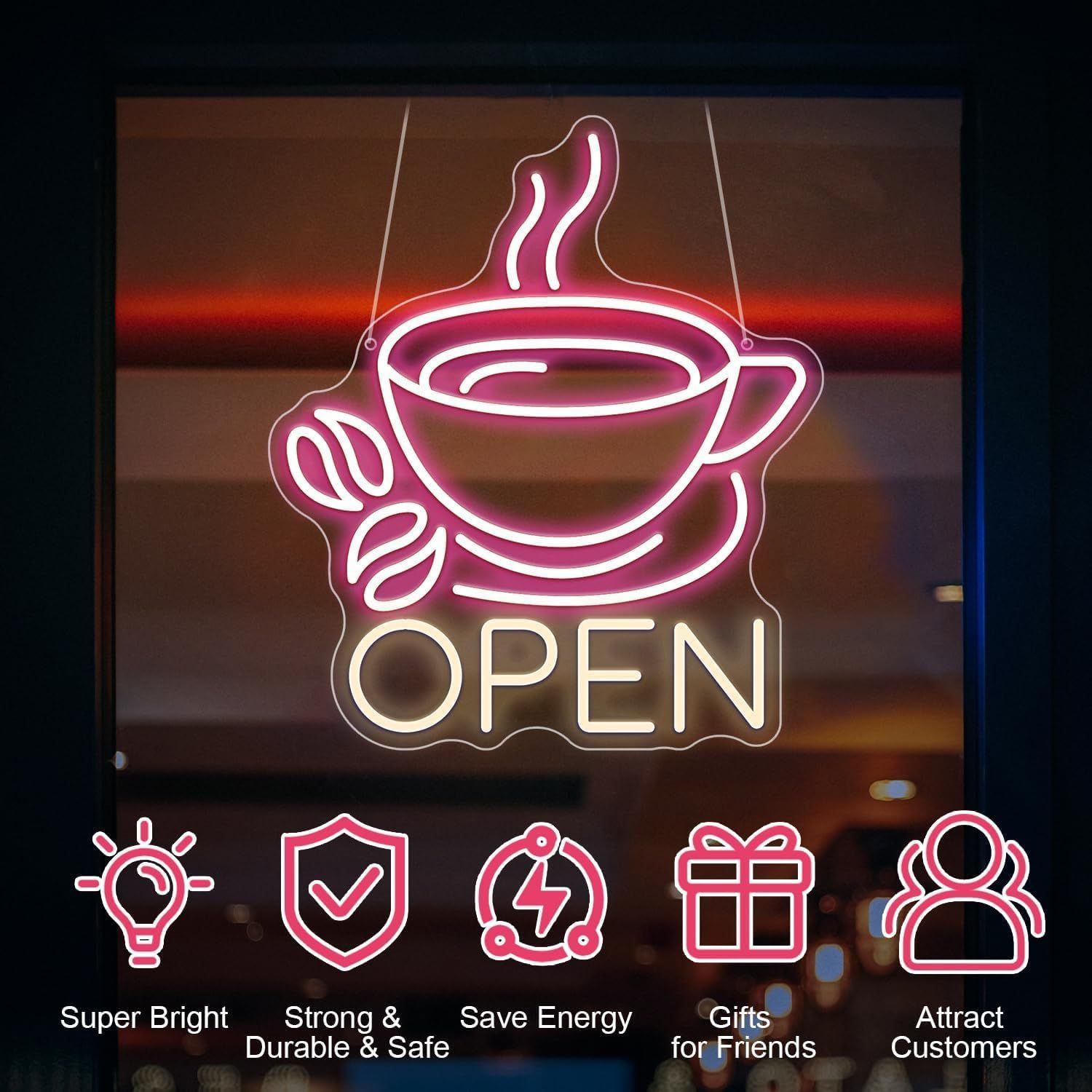 大特価』 ビジネスウォールデコレーションCoffee Openネオン管 ネオン