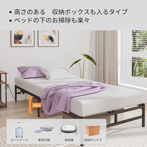 LunarLight パイプベッド ベッドフレーム 幅97.5奥行き202.2高さ29.5cm