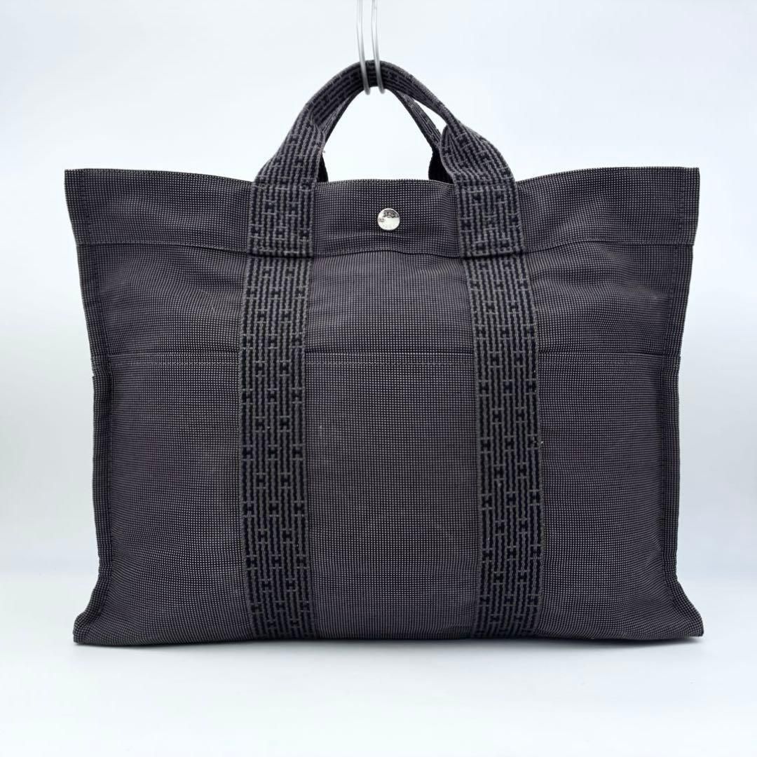 エルメス エールライン MM トートバッグ グレー系 鞄 カバン カデナ(鍵