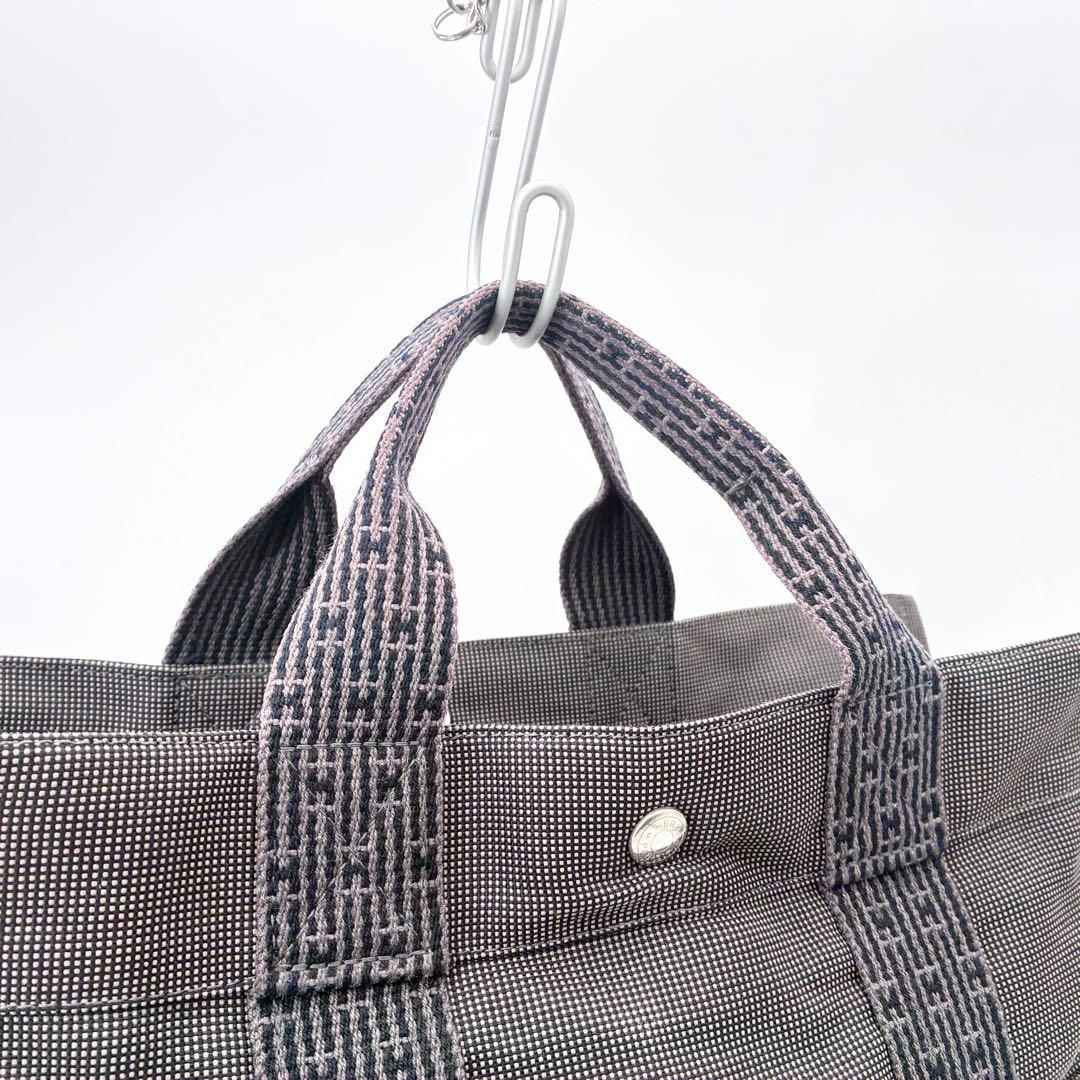 エルメス エールライン MM トートバッグ グレー系 鞄 カバン カデナ(鍵